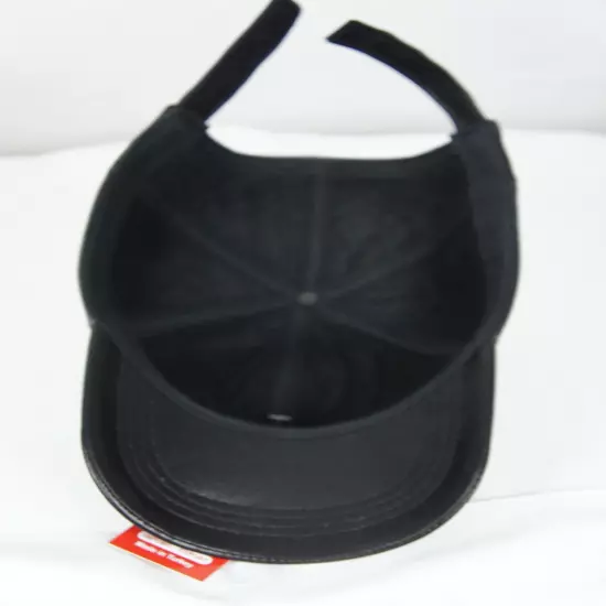 New 100% Genuine Real Lambskin Black Leather Baseball Cap Hat Sports Visor NWT