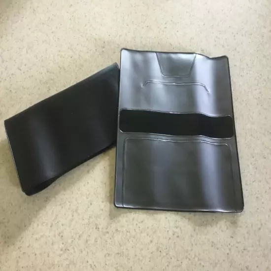 1 NEW BLACK VINYL CHECKBOOK COVER WITH DUPLICATE FLAP 