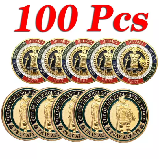 100PCS Put On the Whole Armor Of God Challenge Coin Collection Commemorative