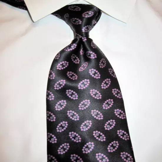 STEFANO RICCI Made in Italy 100% Silk Purple/Black Designer Necktie EXCELLENT