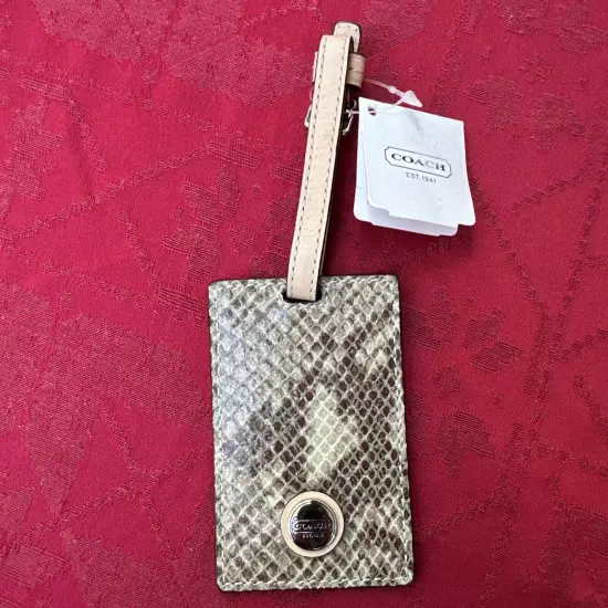 COACH Luggage Tag Embossed Silver/Natural Travel Hanging Tag NWT 67883