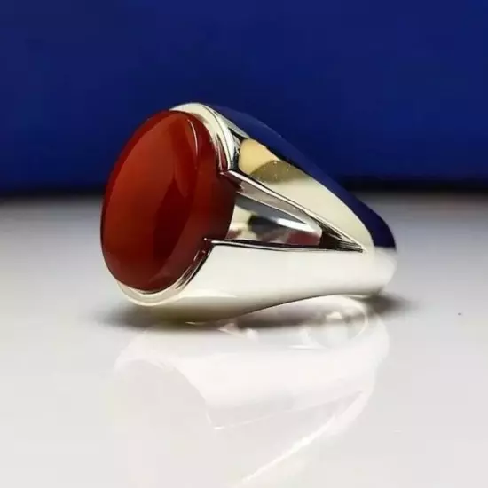 Unisex Yemeni Aqeeq Ring - Kabadi Aqeeq Dark Deep Blood Red