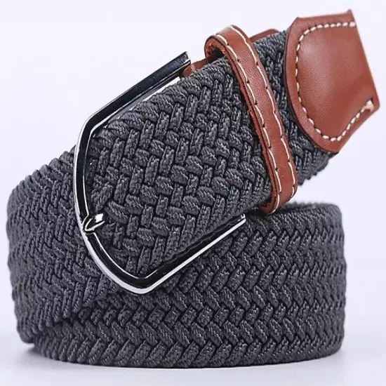 New Men's Women's Belt Unisex Braided Elastic Stretch Fabric Enduring Woven Mult