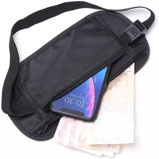 2 Pack Travel Money Belt Waist Wallet, Slim RFID Blocking Passport Holder