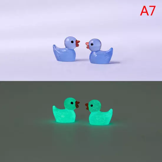 10PCS Mini Luminous Resin Ducks Glow in The Dark Miniature Ornament Tiny Duck Sn