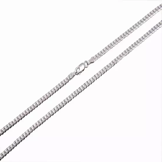 14K Solid White Gold Cuban Link Chain Necklace 2mm-4mm Men's Women Sz 16"-30"