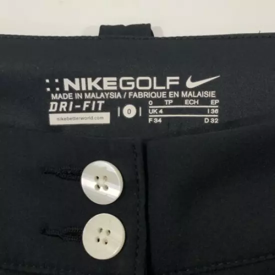 Nike Golf Dri Fit Modern Rise Tech Skort Shorts Black 394663-010 Women’s Size 0