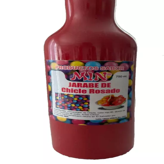 Jarabe para minuta sabor Chicle de El Salvador 750ml| Bubble Gum snow cone syrup