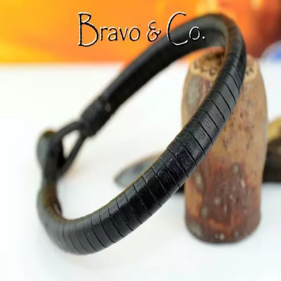 Armband Wristband Gift Kangaroo Leather Black Onyx NEW Bracelet 2B-095