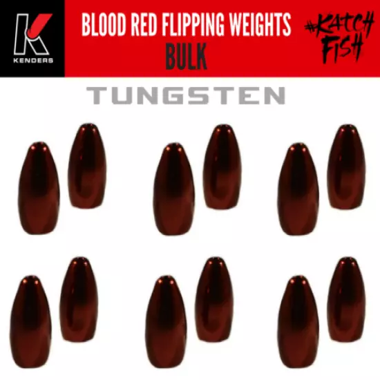 Kenders Tungsten Bulk Flipping Weights BLOOD RED (CHOOSE FROM BULK PACKS)