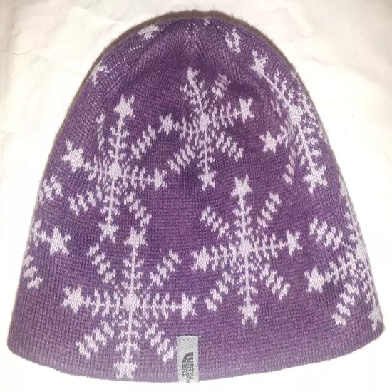 North Face purple knit beanie womens one-size