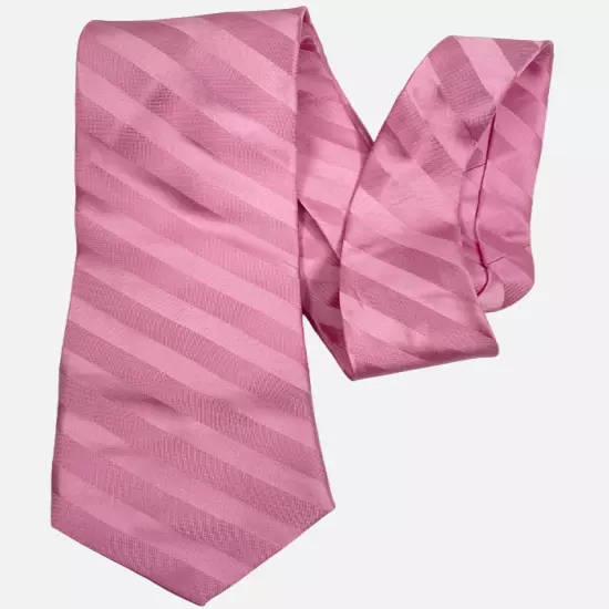 Croft & Barrow Pink Striped Repp Regimental Silk Necktie Tie Men's 3.2" x 58"