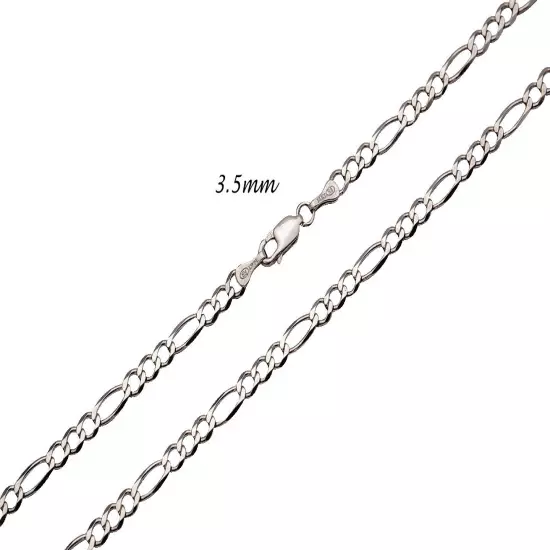 14k Solid White Gold Figaro Link Chain Necklace 2-7mm Men's Women Sz 16"-30"