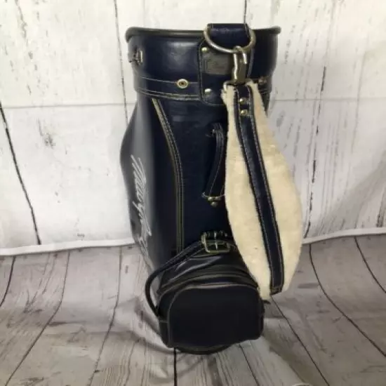 Vintage MacGregor Rare Golf Bag For Clubs Leather Case Blue 3 Part (marks)