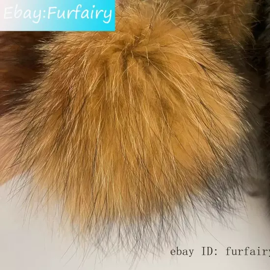 Large Real Raccoon Fur Ball Keychain Fox Fur Bag Charm Pendant Snap Button