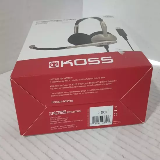 KOSS-HEADPHONES CS100 USB COMM HEADSET W/ MIC USB 8FT VOL