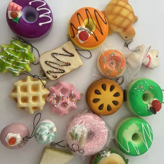 Squishy Food Set Keychain Or Charms, Small, Set Of 17