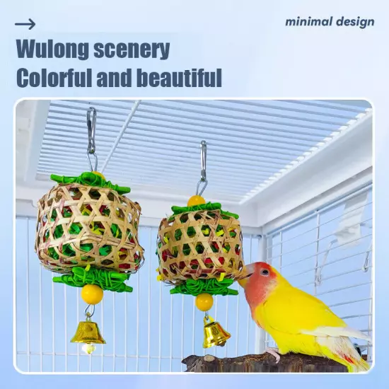 Natural Bamboo Rattan Toy Parrots Cage Rattan Shredded Paper Toy Pet Bird Toys