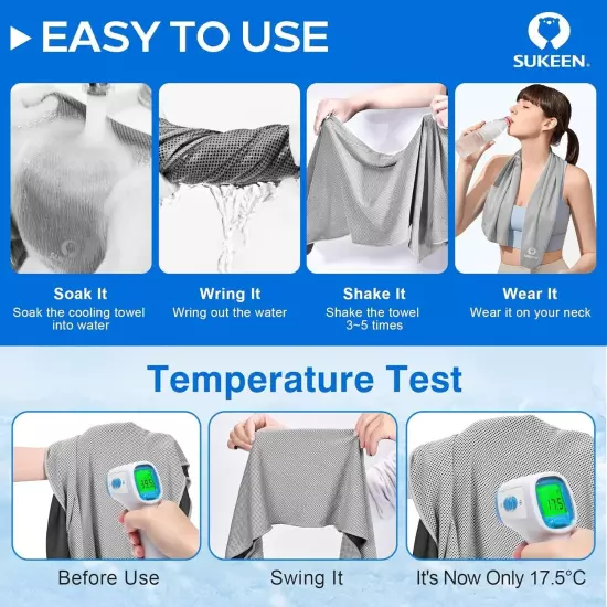 4 Pack Cooling Towel (40"x12"),Ice Towel,Soft Breathable Chilly Towel