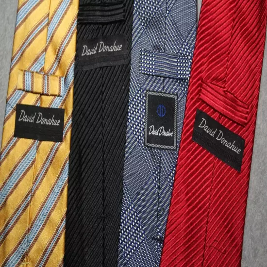 LOT of 4 DAVID DONAHUE Silk Ties Red Black Yellow and a Blue Plaid