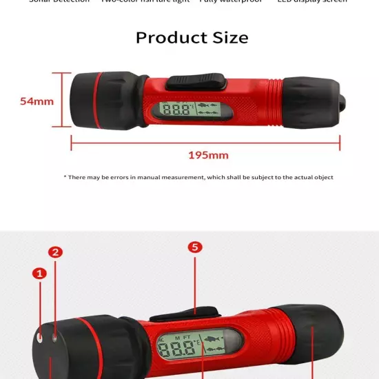 Ice Fishing Echo Sounder Fish Finder Wireless Sounder Depth Digital Handheld