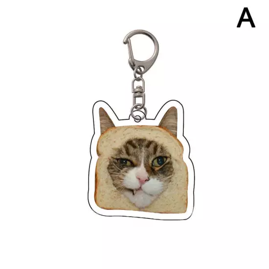 Vintage Cute Fun Toast CATS Acrylic Keychain Pendant N8W0