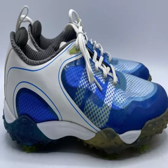 Footjoy Flex Zone Golf Shoes Men's 8.5 M Blue White Lace Up Spiked Sneakers