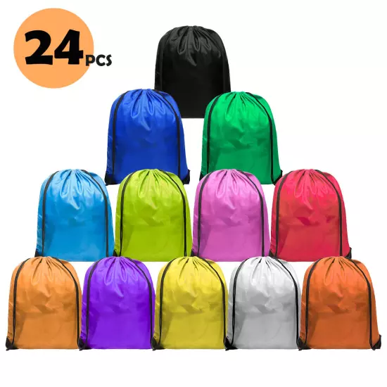 24-pack Drawstring Backpack Bags Bulk Multicolor Large Cinch Sack String Bags