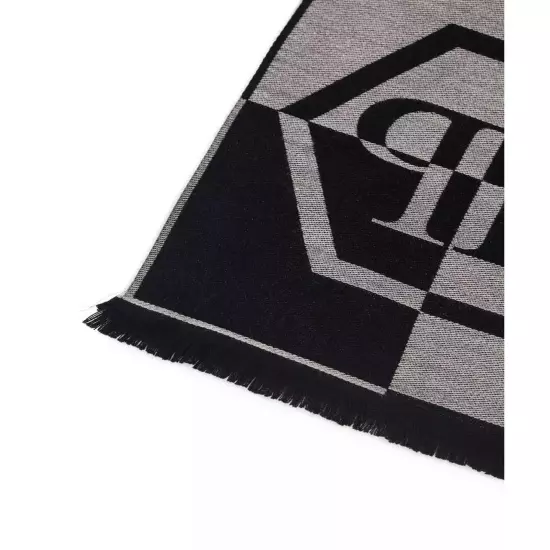 Philipp Plein Chic Fringed Logo Scarf in Wool Blend - Scarves & Shawls -