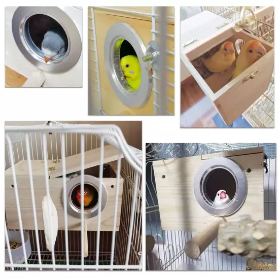 Bird Nest, Parakeet Nest Box, Bird Breeding Box with Perch, Wood Budgie Nest ...