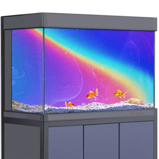 Aquarium Décor Background Sticker, Rainbow Colorful Fish Tank Poster