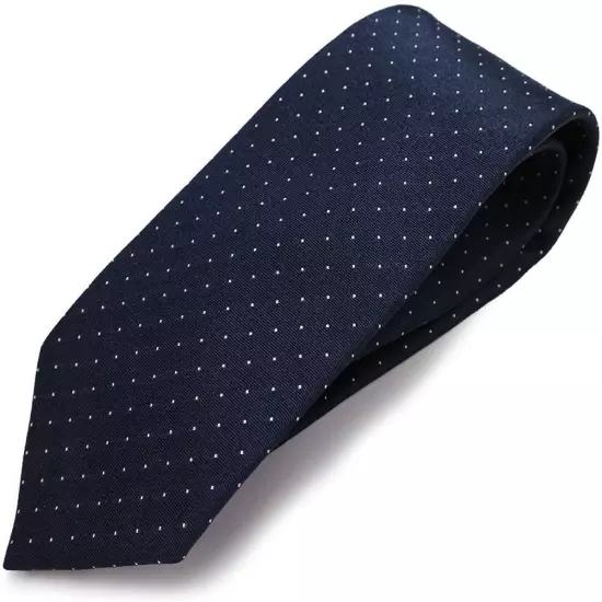 Michiko London Brand Necktie Made In Japan 100 Silk Pin Dot Navy