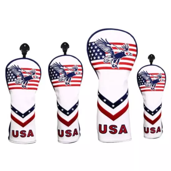 USA Flag with Eagle Pattern Golf Club Driver Fairway Wood Hybrid Head Cover