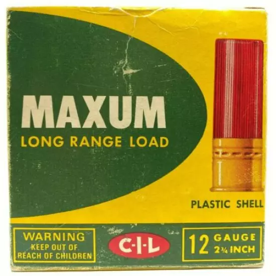 1960's CIL Maxum Long Range 12 Ga EMPTY Ammo Box 5514-M