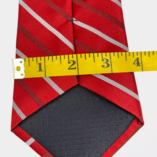 Jones New York Red Blue Striped Repp Regimental Necktie Silk Tie 3.8" x 59"