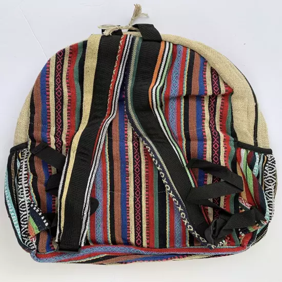 Hemp Backpack Himalayan All Natural Handmade Multi Pocket Computer 12” X 20”