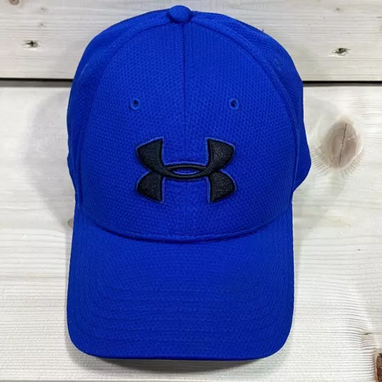 Under Armour Hat Cap Mens Medium/Large Blue Black Baseball Blitzing 3.0 Logo