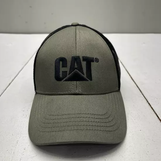 CAT Olive Green Mesh Black Embroidered SnapBack Hat Cap Adult OS