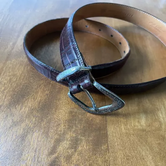 Martin Dingman Hand Made America Alligator Grain Italian Calfskin Belt 32