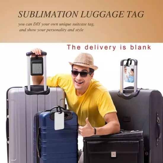 16pcs Sublimation Luggage Tags PU Leather Name Tag Blank Suitcase Tags Heat9051