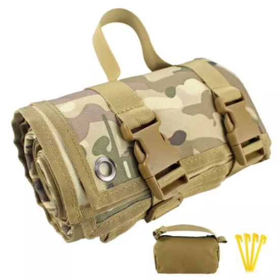 Non-Padded Shooting Mat Molle Roll-up Shooter Range Pad with Gun Rest Sand Bag