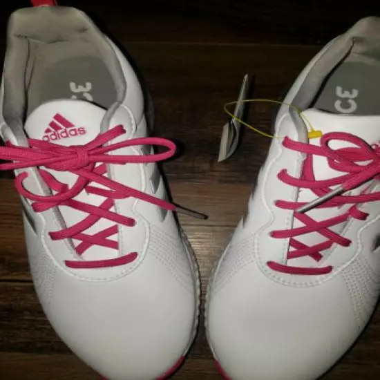 Women's Adidas White And Pink Golf Shoes Size 9.5 Model AC8283