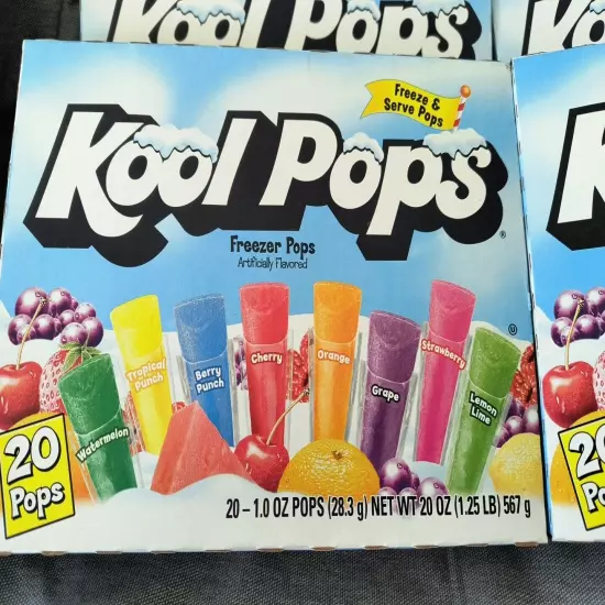 6 Boxes Of Kool Pops Freezer Pops Assorted Flavors 20 1 Oz Pops Per Box 120 Pops