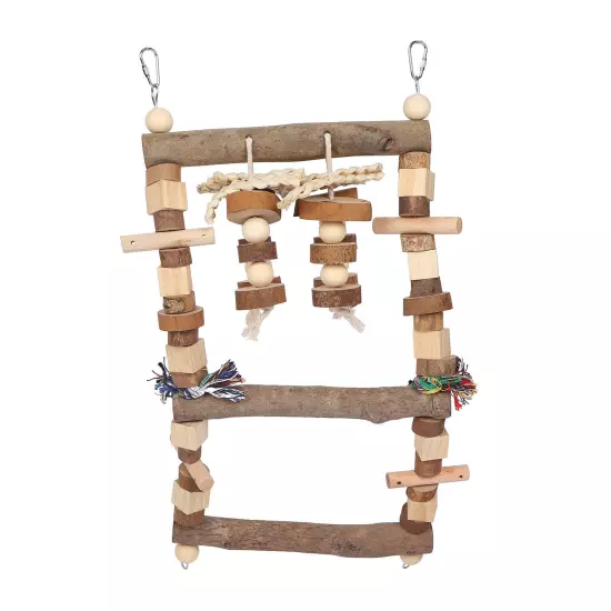 Bird Ladder Bridge Swing Chewing Toys Natural Logs Cage Accessories F AD5