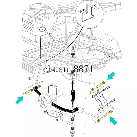 Golf Cart Rear Leaf Spring Bushing Kit For Club Car DS EZGO TXT 1015583