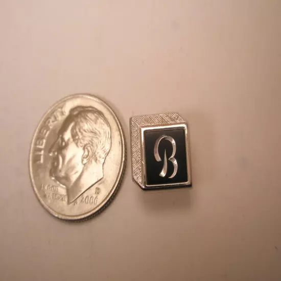 B Monogram Initial Letter Vintage SWANK Tie Tack Lapel Pin bob ben bill bart bur