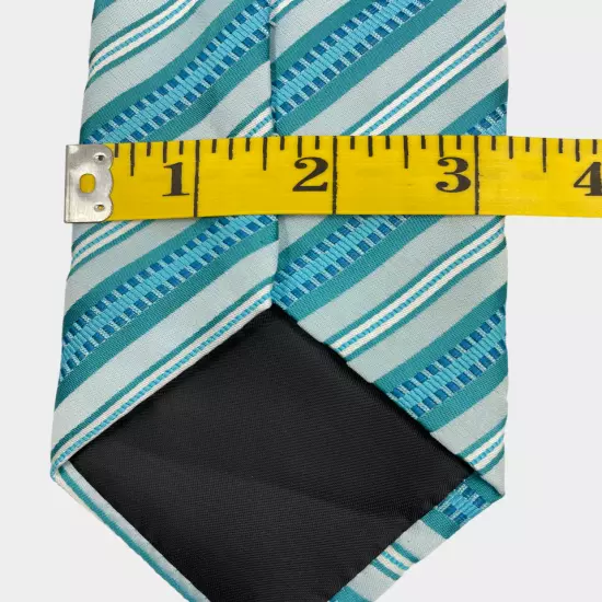 Vroom & Dreesman Teal Blue Regimental Striped Necktie Tie Men's 3.2" x 60"