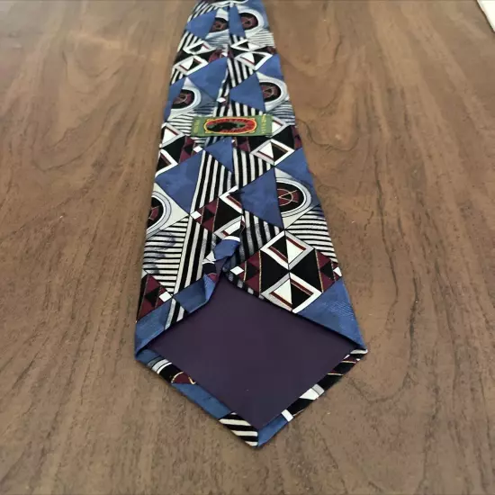 Boston Traders Men's Silk Tie 57" X 4" Multi-Color Geometric