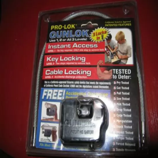 PRO-LOK GUNLOK,FITS MOST SHOTGUNS,REVOLVERS,RIFLES&SEMI-AUTOMATICS.