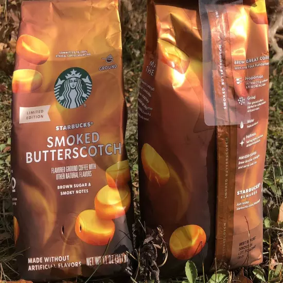 2X STARBUCKS FALL LIMITED EDITION SMOKED BUTTERSCOTCH Ground Coffee 11 Oz Ea.